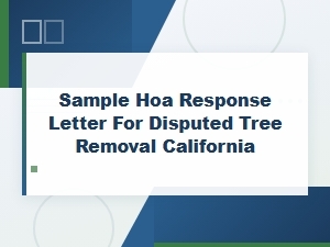 California Hoa Response Letter for Tree Removal Disputes